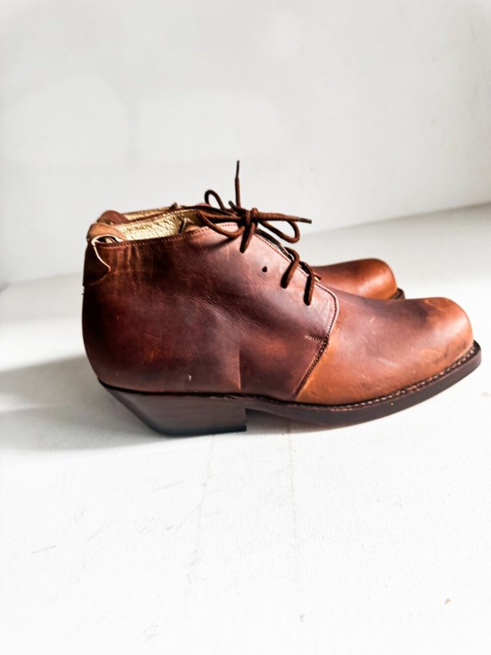 Vintage Y2k Buffalo Handmade Leather Brown Booties 37